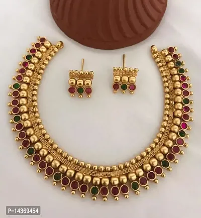 Trendy Alloy Golden Choker With Earrings For Women