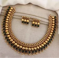 Fancy Golden Brass Jewellery Set For Women-thumb2