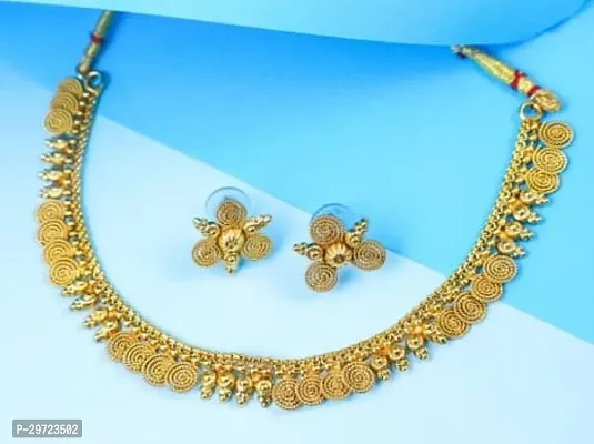 Fancy Golden Brass Jewellery Set For Women-thumb3