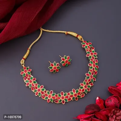 Elegant Golden Alloy Jewellery Set For Women-thumb0