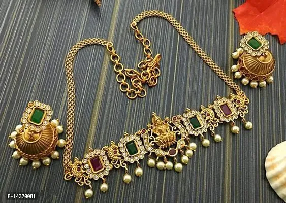 Trendy Alloy Golden Choker With Earrings For Women