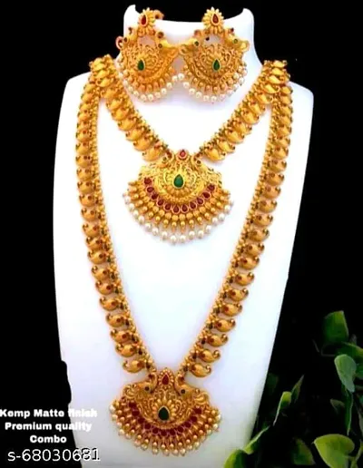 South Indian Style Temple Necklace Earring Set For Women