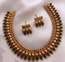 Fancy Golden Brass Jewellery Set For Women-thumb2