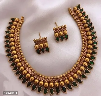 Fancy Golden Brass Jewellery Set For Women-thumb3