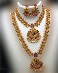 Trendy Golden Brass Jewellery Set For Women-thumb1