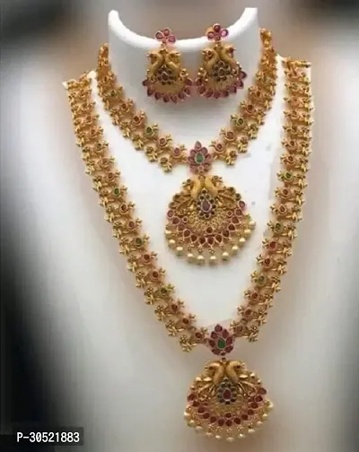 Trendy Golden Brass Jewellery Set For Women-thumb2