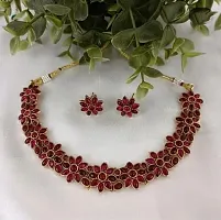 Red Brass Choker Set for Women-thumb1