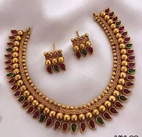 Fancy Golden Brass Jewellery Set For Women-thumb2