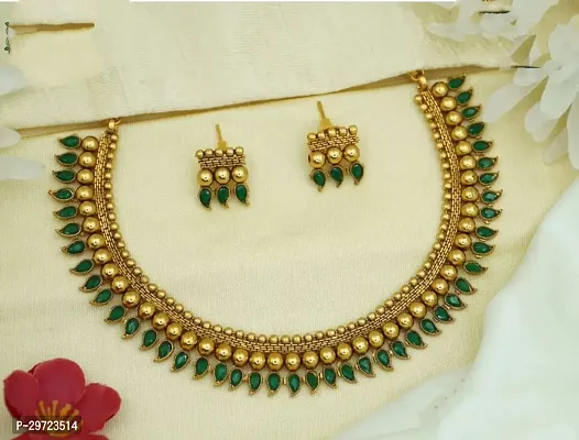 Fancy Golden Brass Jewellery Set For Women-thumb0