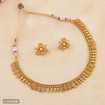 Fancy Golden Brass Jewellery Set For Women-thumb2