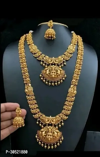 Trendy Golden Brass Jewellery Set For Women-thumb2