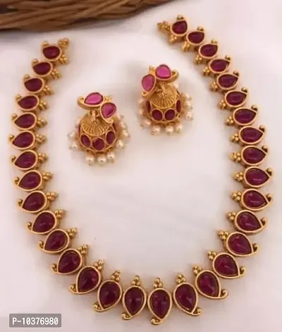 Maroon Alloy Choker Set for Women-thumb0