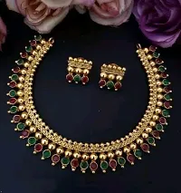 Fancy Golden Brass Jewellery Set For Women-thumb1