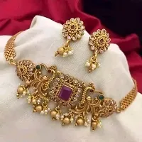 Trendy Golden Brass Jewellery Set For Women-thumb2