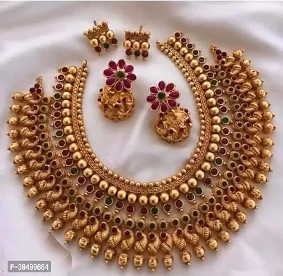 Trendy Golden Brass Jewellery Set For Women-thumb0