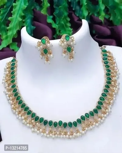 Green Brass Choker Set for Women