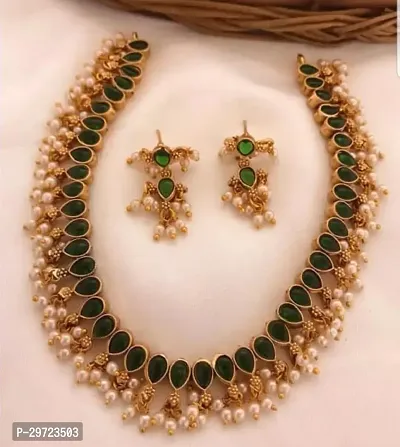 Fancy Golden Brass Jewellery Set For Women-thumb2