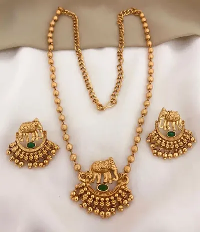 Fancy Alloy Golden Temple Jewellery Set For Women