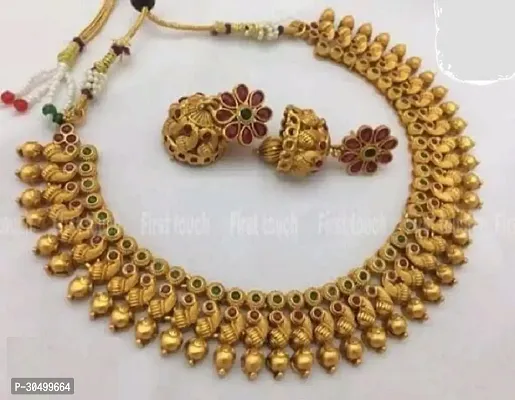 Trendy Golden Brass Jewellery Set For Women-thumb2