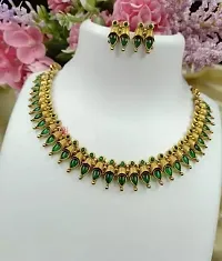 Fancy Golden Brass Jewellery Set For Women-thumb2