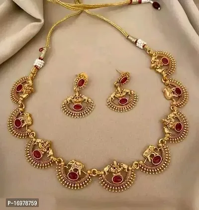 Elegant Golden Alloy Jewellery Set For Women-thumb0