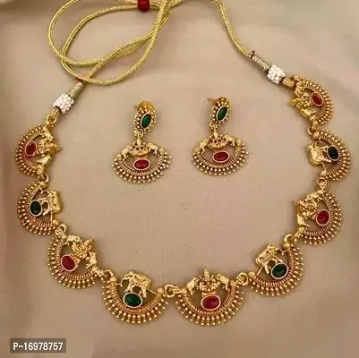 Elegant Golden Alloy Jewellery Set For Women