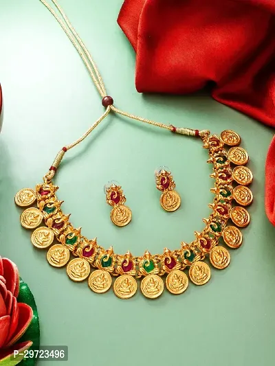 Fancy Golden Brass Jewellery Set For Women-thumb2