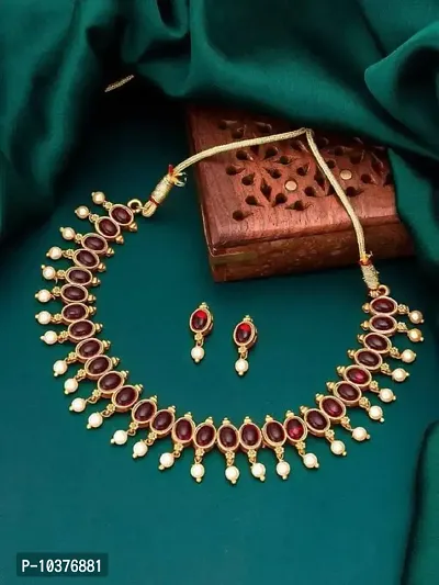 Maroon Alloy Choker Set for Women