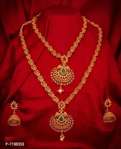 Gold Plated Alloy Necklace With Earring For Women