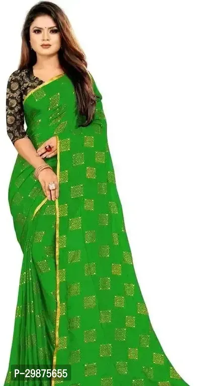 Stylish Chiffon Saree with Blouse piece For Women-thumb0