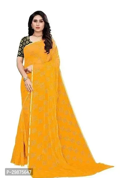 Stylish Chiffon Saree with Blouse piece For Women-thumb0