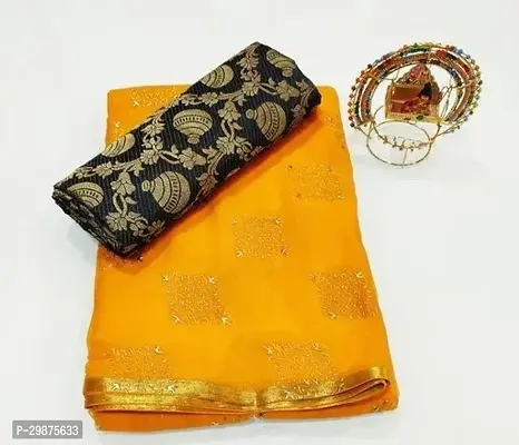 Stylish Chiffon Saree with Blouse piece For Women-thumb0