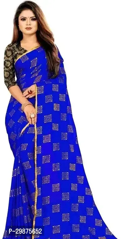 Stylish Chiffon Saree with Blouse piece For Women-thumb0