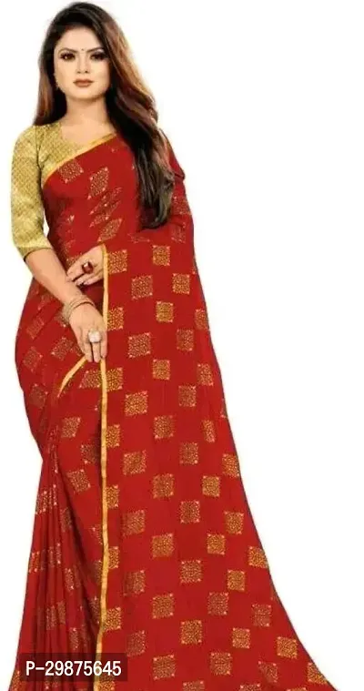 Stylish Chiffon Saree with Blouse piece For Women-thumb0