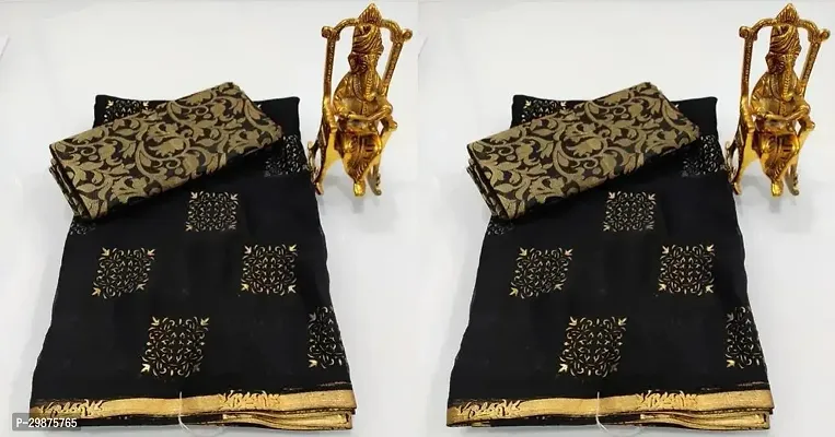 Stylish Chiffon Saree with Blouse piece For Women Pack Of 2