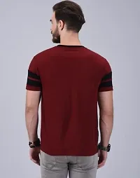 Classic Comfort: Two-Color Round Neck Cotton Men's T-Shirt (Medium, Maroon-Black)-thumb1