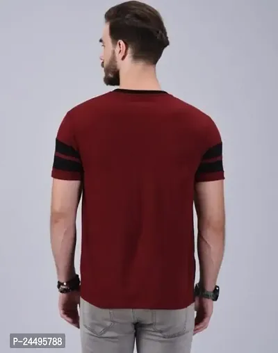 Classic Comfort: Two-Color Round Neck Cotton Men's T-Shirt (Medium, Maroon-Black)-thumb2