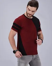 Classic Comfort: Two-Color Round Neck Cotton Men's T-Shirt (Medium, Maroon-Black)-thumb2