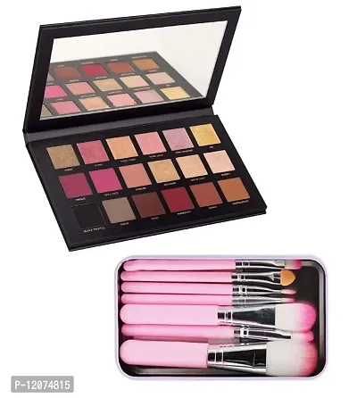 D.B.Z. Professional Eye Makeup 18 Color Rose Gold Edition Best Eyeshadow Palette (18 Shades In 1 Kit) Ingredients With Silky Shine Color Can Last For All Day Long.  7 Pcs Makeup Brush combo set ( 2 Items in the set )-thumb0