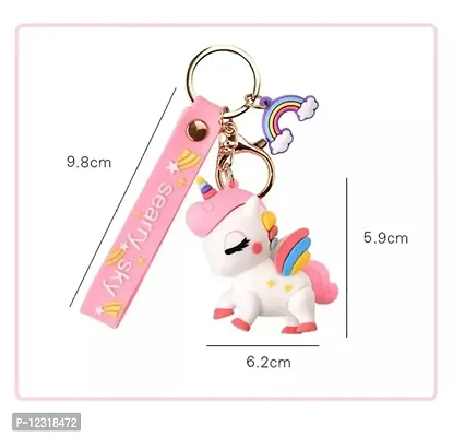 Harshad Premium Unicorn Action Character 3D Rubber Silicone Keychain For Car & Bike Gifting With Key Ring Anti-Rust (Pack Of 1)-thumb2