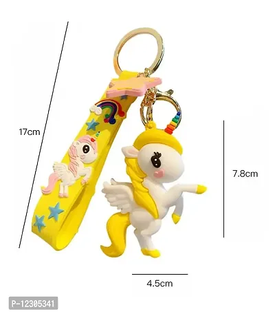 Harshad Premium Unicorn Action Character 3D Rubber Silicone Keychain For Car & Bike Gifting With Key Ring Anti-Rust (Pack Of 1)-thumb2