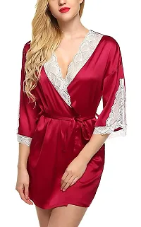 Ceniz Women's Babydoll Nightwear Lingerie for Women  Girls | Hot  Sexy Above Knee First Night Dress/Thongs for Honeymoon (Free Size, Maroon)-thumb1