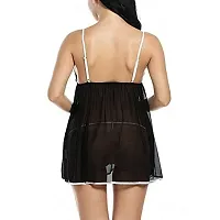 Ezip Women's Net Honeymoon Lingerie Nightwear Super Soft Babydoll Dress Black-thumb2