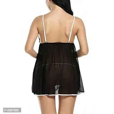 Ezip Women's Net Honeymoon Lingerie Nightwear Super Soft Babydoll Dress Black-thumb3