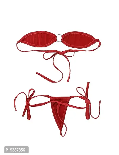 Ceniz Women's G-String Thongs Bikini Set . (Free Size, Red)-thumb2