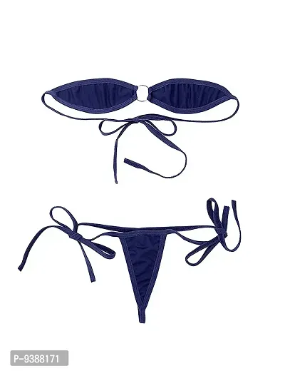 Ceniz Women's G-String Thongs Bikini Set . (Free Size, Navy Blue)