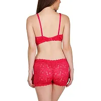 Ezip Women's Spaghetti Strap Lace 2 Pc Set Nightwear Underwear Babydoll Lingerie Red-thumb2