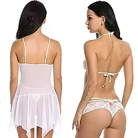 Ceniz Babydoll Lingerie Set for Honeymoon for Woman | Sexy Night Dress | Hot Nighty for Women | Above Knee Baby Doll Night Dress | Semi Transparent Free Size Pack of of 2 . (Free Size, White)-thumb1