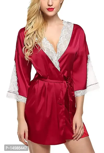 Ceniz Women's Babydoll Nightwear Lingerie for Women  Girls | Hot  Sexy Above Knee First Night Dress/Thongs for Honeymoon (Free Size, Maroon)-thumb0