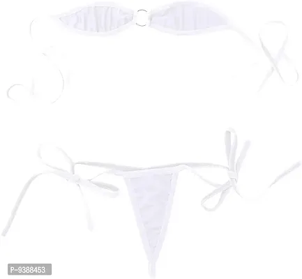 Ceniz Women's G-String Thongs Bikini Set . (Free Size, White)